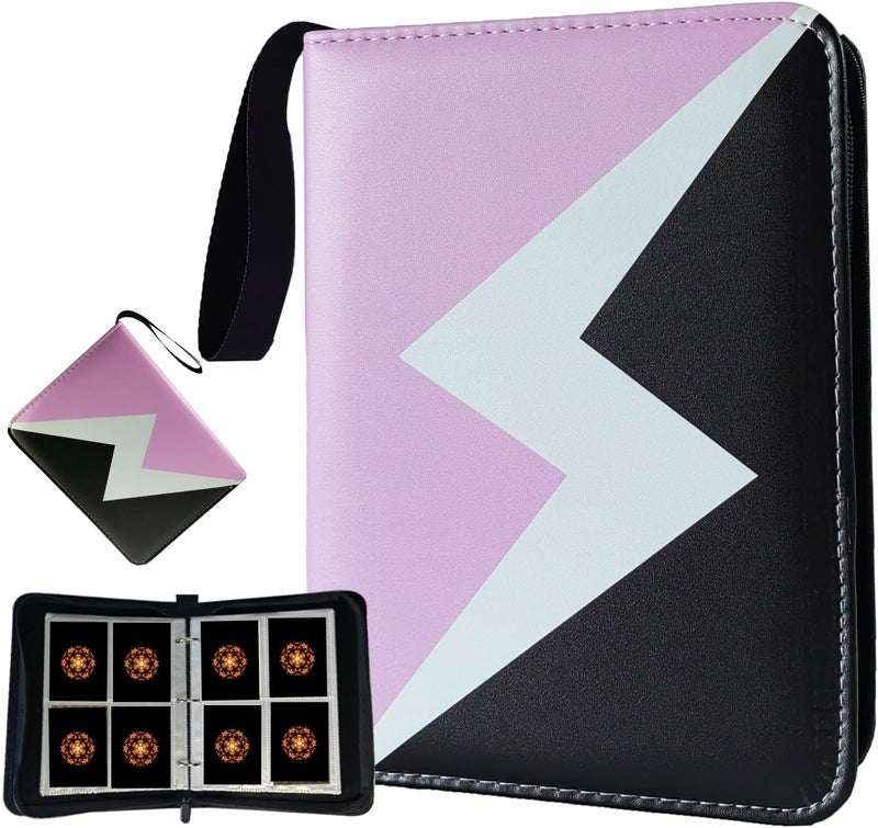 NUOSWEK Card Binder 4 Pocket, 3-Ring 400 Pockets Zipper Card Holder Album with Removable 50 Sleeves, Card Folder Book for Trading Cards, MTG, TCG, Yugioh Cards, Sports Cards (Purple) - Image 1